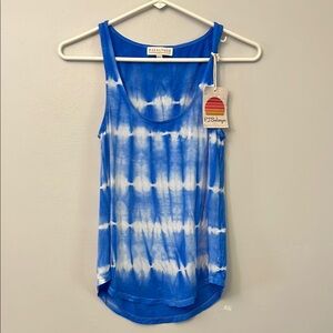PJ Salvage Blue and White Tie-Dye Tank Top